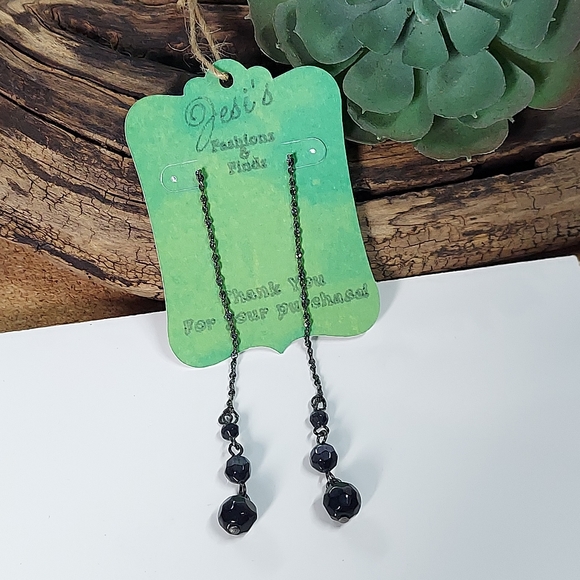 E346 Minimalist Faceted Bead Drop Earrings - Picture 12 of 14
